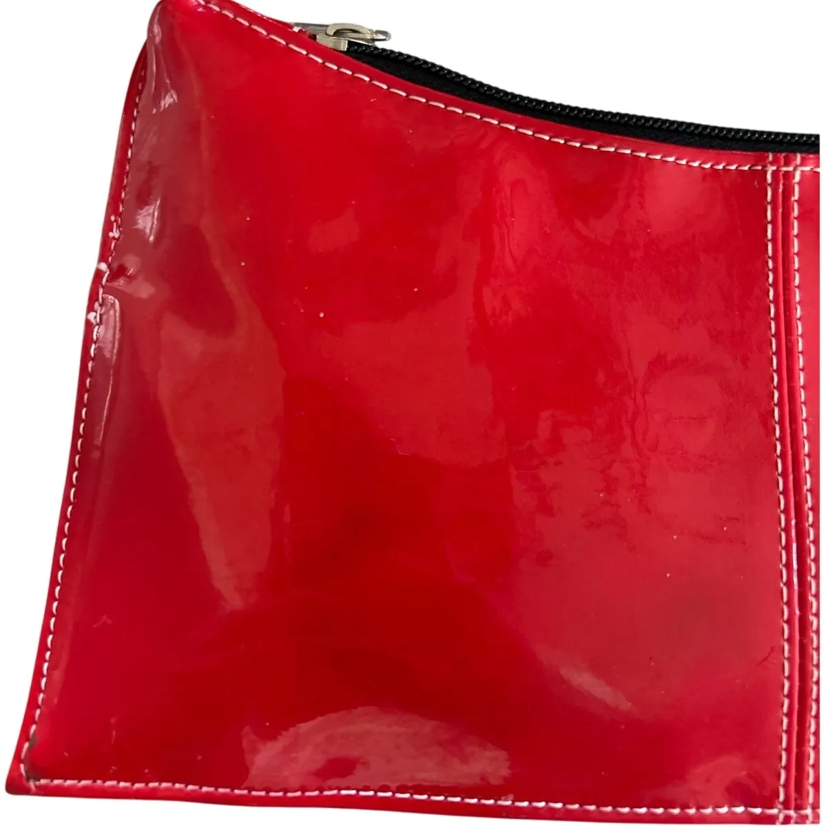 Vintage Y2K Red Patent Faux Leather S Initial Mini Baguette Bag - Image 4