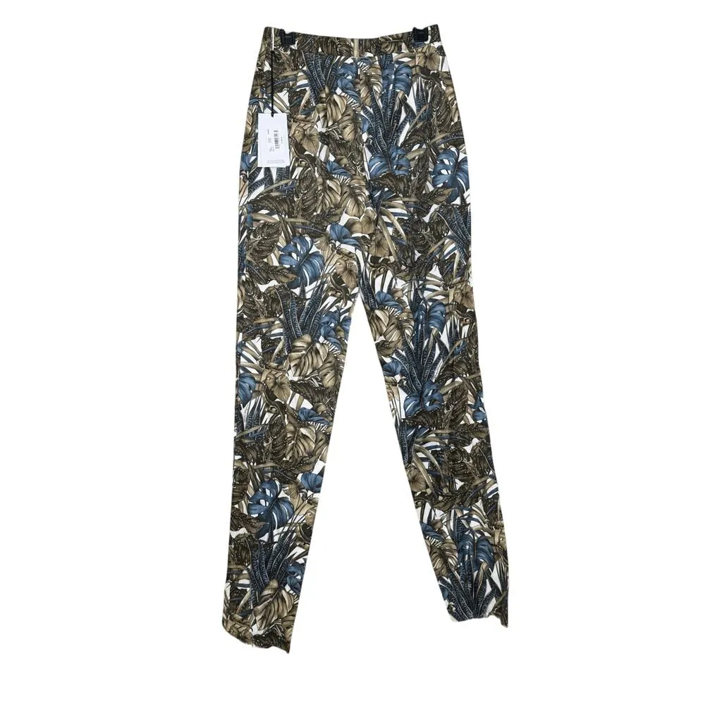 Salvatore Ferragamo NWT Silk Blend Foliage Printed Pants Size EU 42/US 8 - Image 4