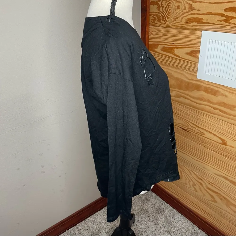 Generation Love Black Ripped Cutout Plaid Wool Silk Blend Sweater Extra Small - Image 2