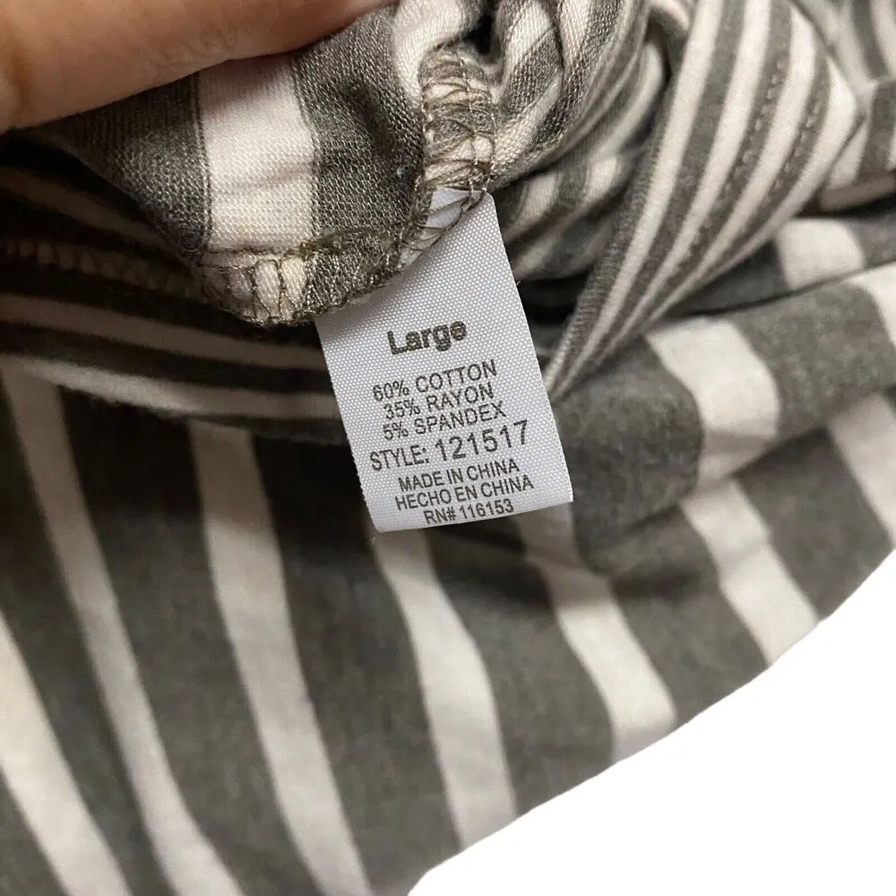 POOF Womens Oversized L Beige Stripe Tunic Comfort Soft Knit Long Sleeve Sweater - Image 7