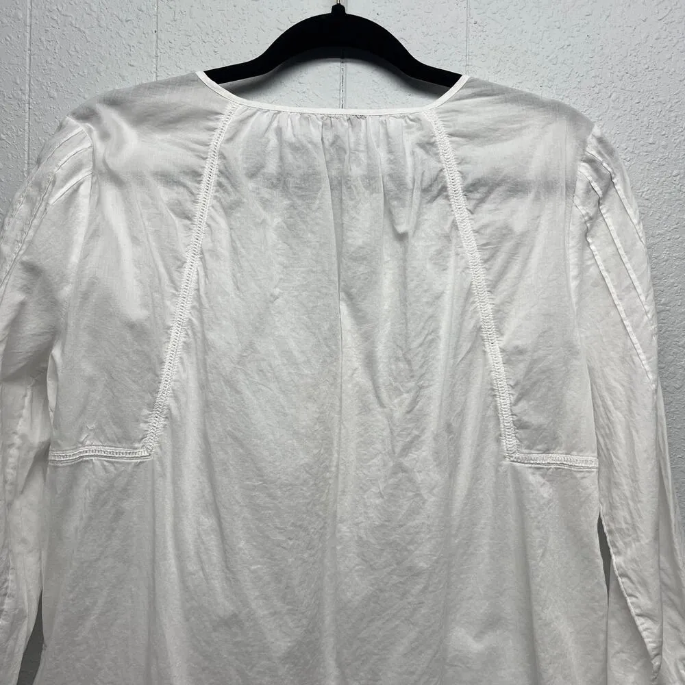 NYDJ Women's Embroidered Boho Peasant Cottagecore Gardencore Beach Tassel Top S - Image 7