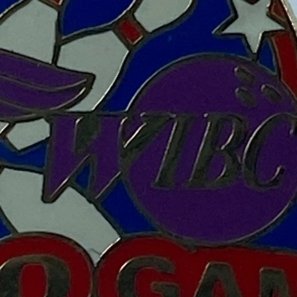 WIBC 200 Bowling League Tie Tack Lapel Pin Red White Blue Gold Colors - Image 12