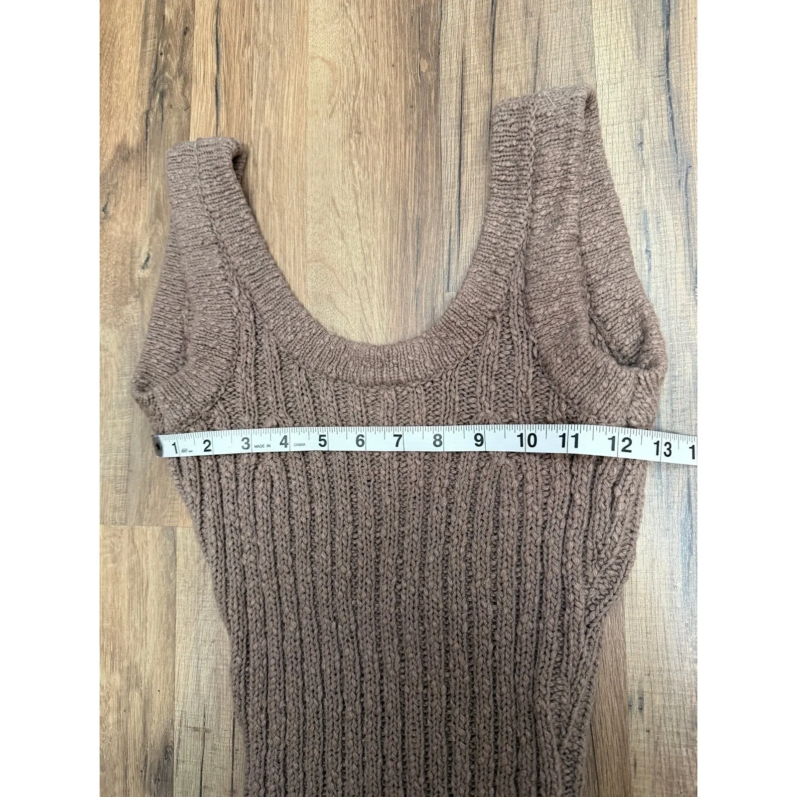 Bayse Lucia Knit Mini Dress Taupe 100% Cotton Ribbed‎ Scoop Back XS/S Size 0 - Image 8