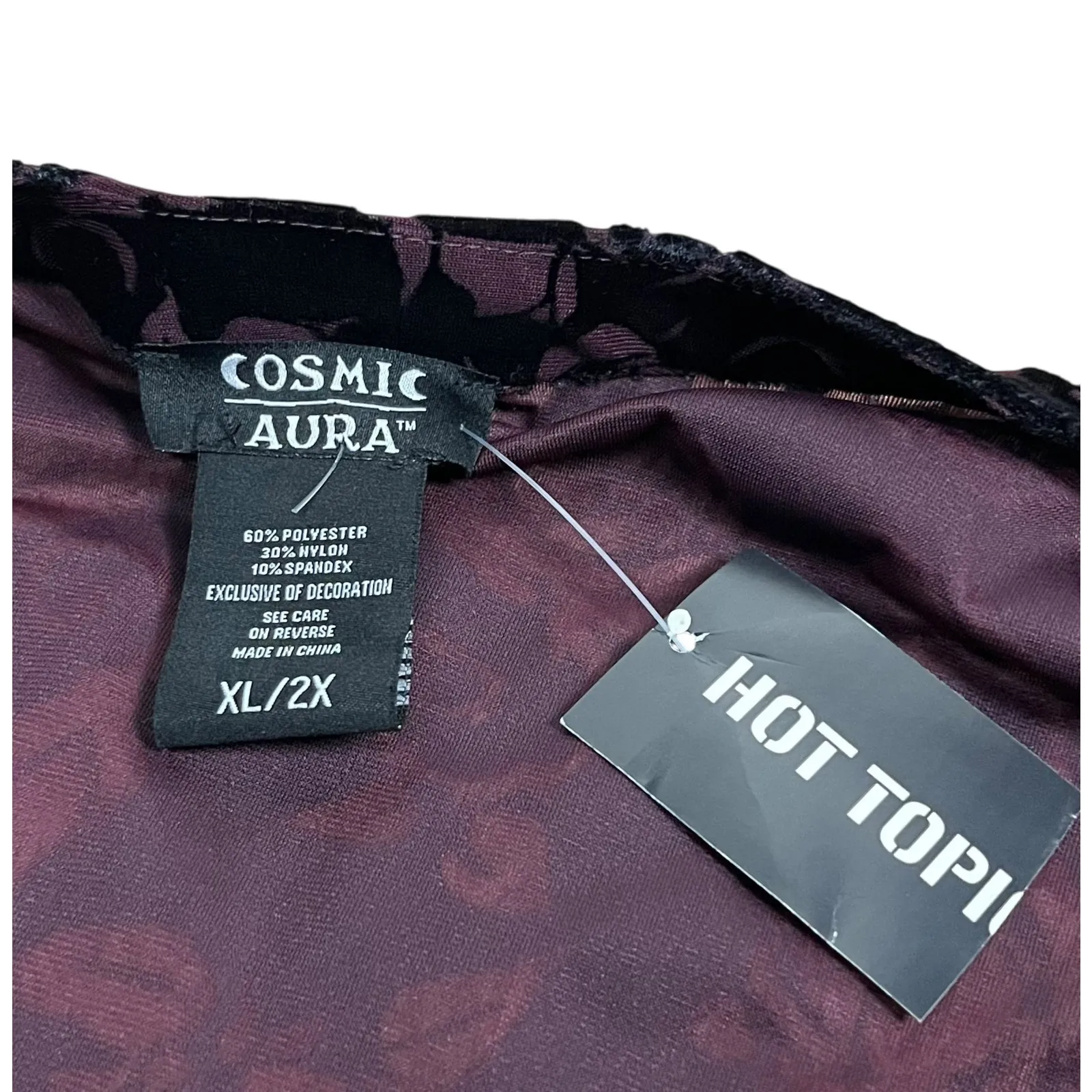 Hot Topic Cosmic Aura Duster Size XL/2X Kimono Fringe Velvet Burnout Purple Goth - Image 8