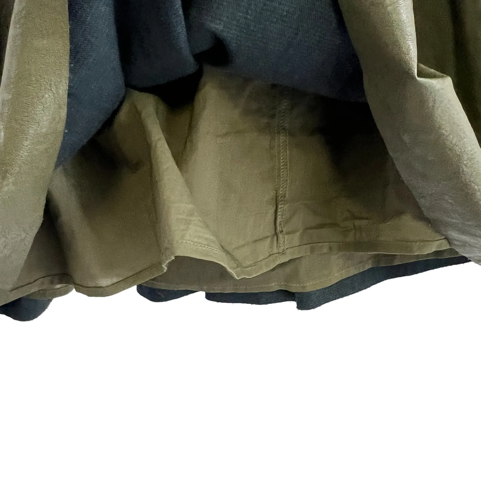 Anthropologie Faux Leather Olive Green Pleated Mini Skirt Women XS Indie Preppy - Image 7