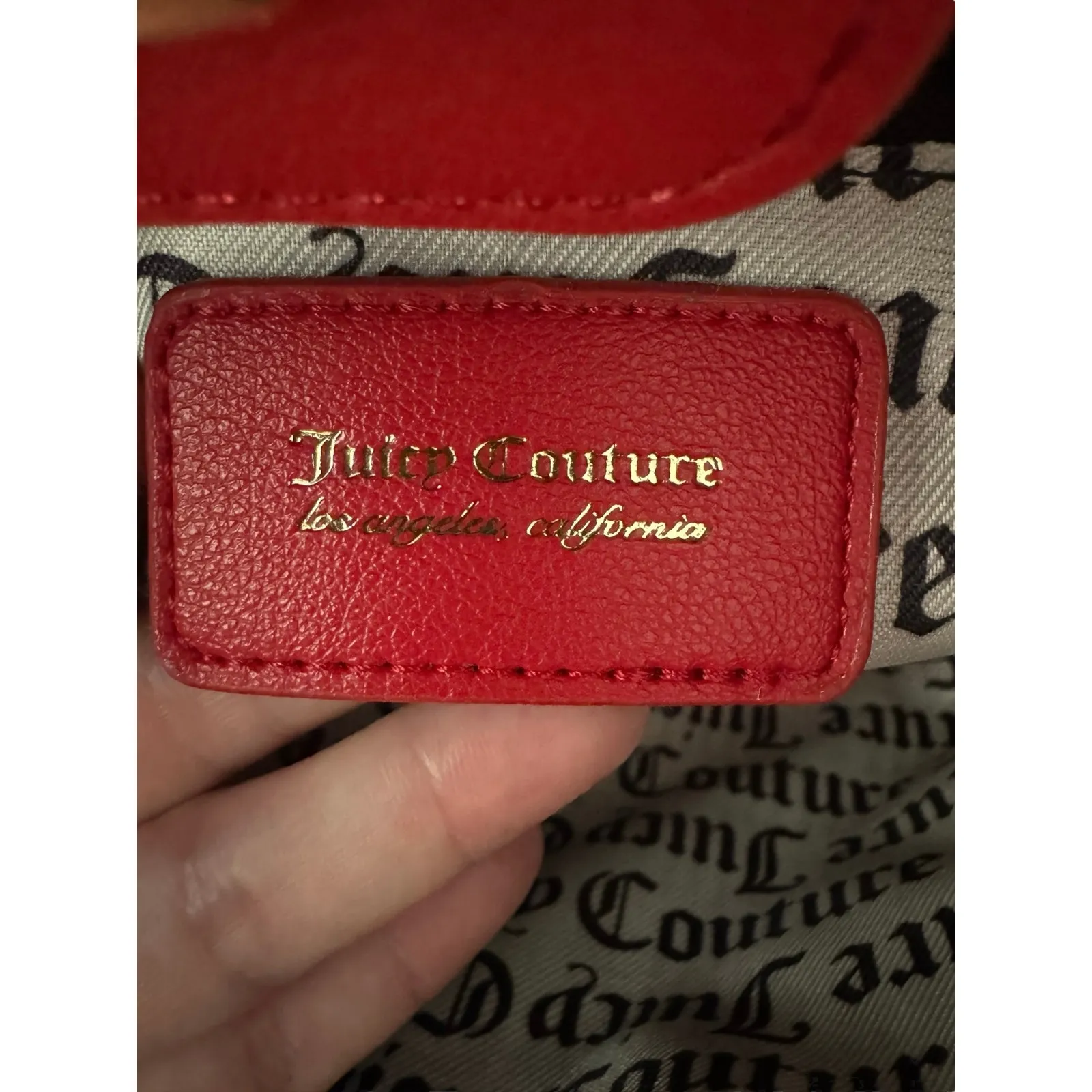 NWT Juicy Couture Red Quilted Mini Tote with Gold Heart Studs Crossbody Bag - Image 10