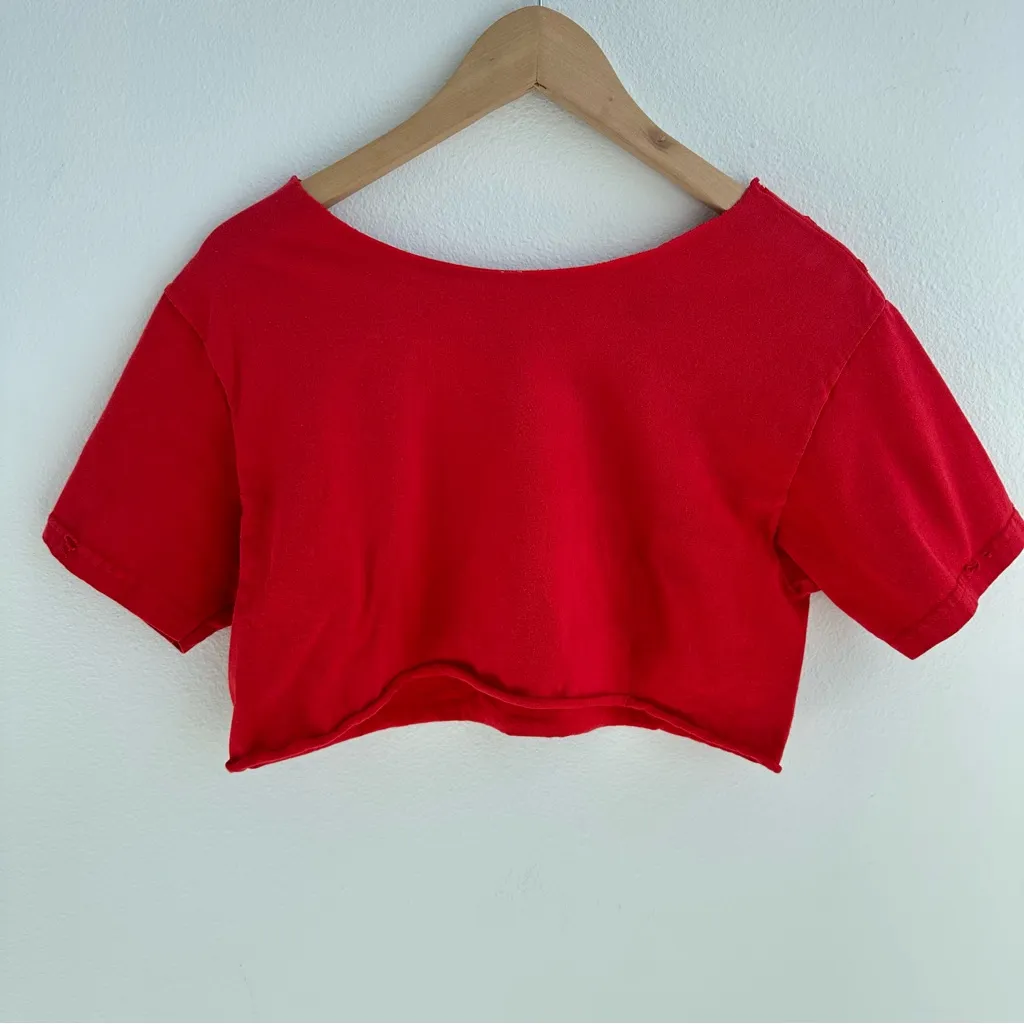 Angels MLB Off The Shoulder Cropped T-shirt - Image 5