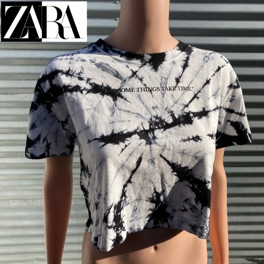 NWT Zara Tie Dye Cropped T-Shirt 100% Cotton - Image 3