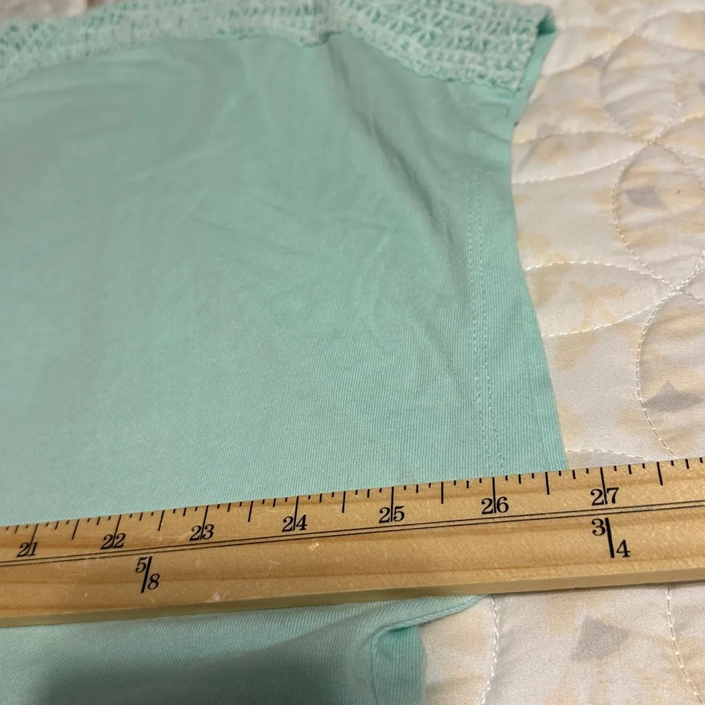 Karen Scott Aqua Ice Colored T Shirt Size 2X with Crochet Details - Image 6