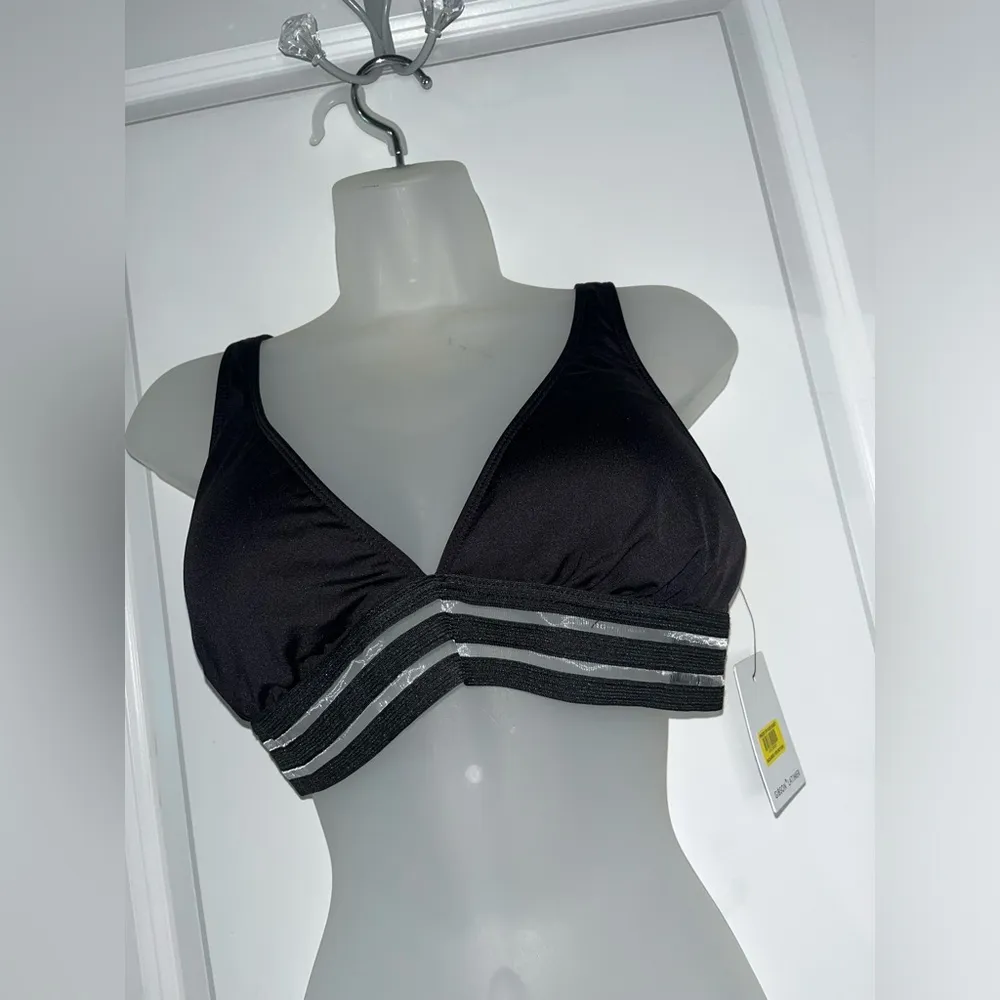 Gibson & Latimer NWT Black Mesh Band V Neck Padded Bralette Swim Top Size XL - Image 3