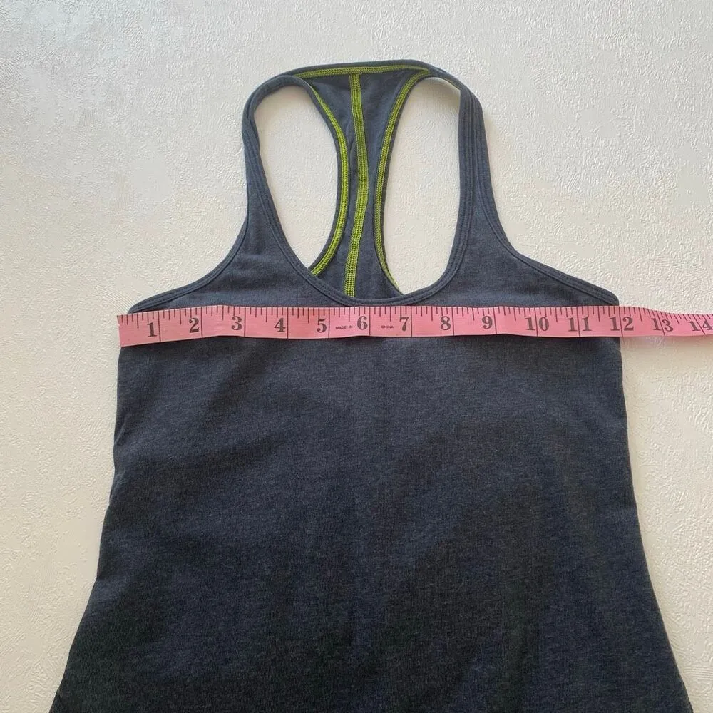 Lululemon Run: Start Line Racerback shirt Black Heather Lime Size 4 - Image 4