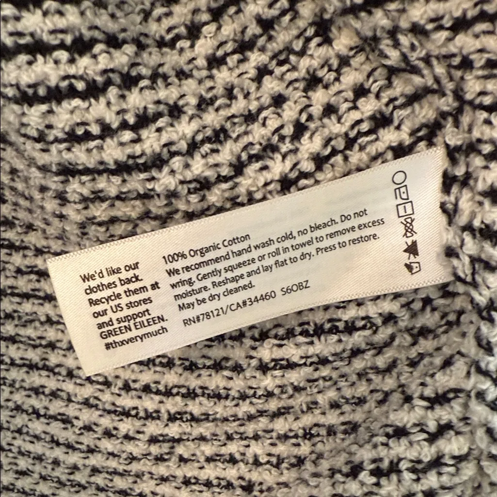 Eileen Fisher Black and White Striped Cardigan 100% Organic Cotton - Image 3