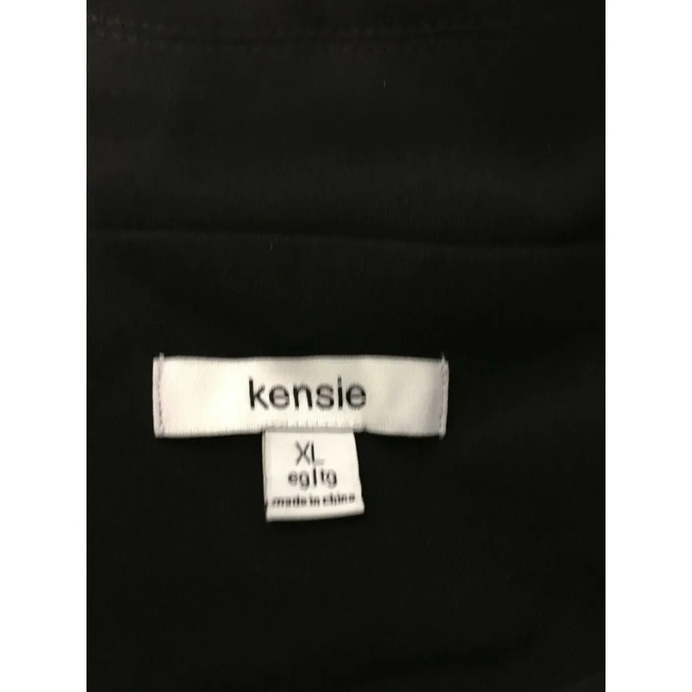 Kensie Black XL Blazer White Buttons Padded Shoulders Faux Pockets Black - Image 6