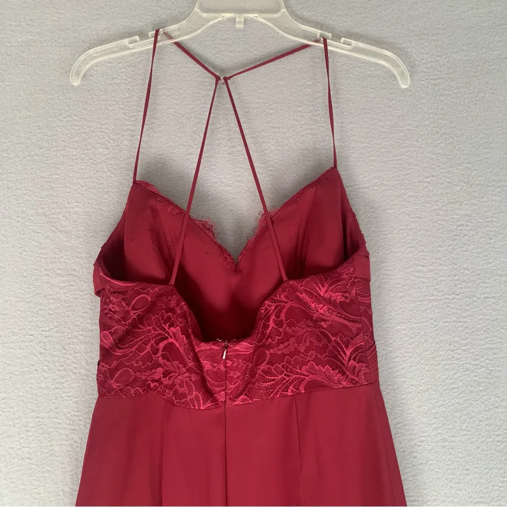 Hayley Paige Occasions Elegant Backless Gown in Burgundy Red Size 10 - Image 5