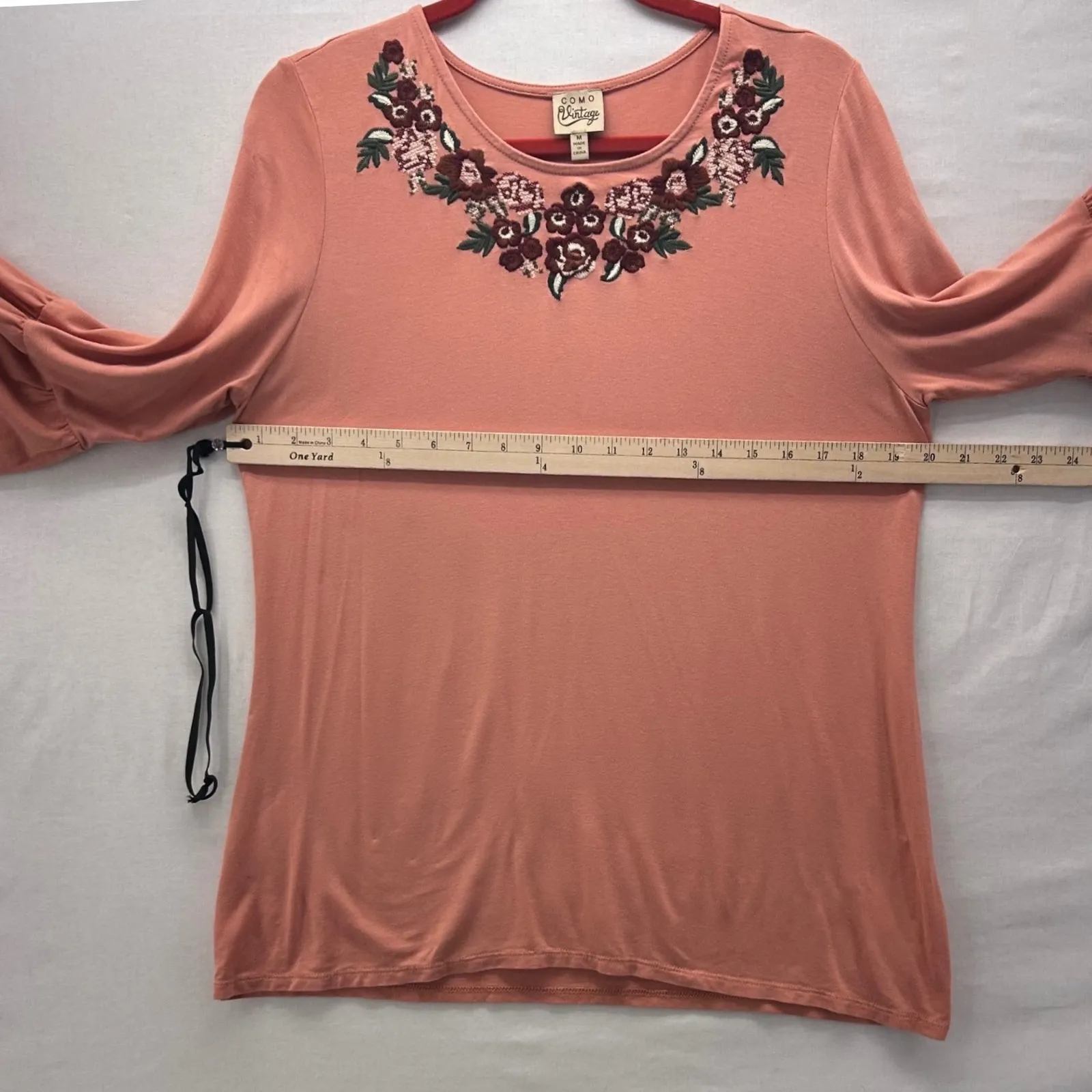 Floral Boho Top Peach Medium - Image 9