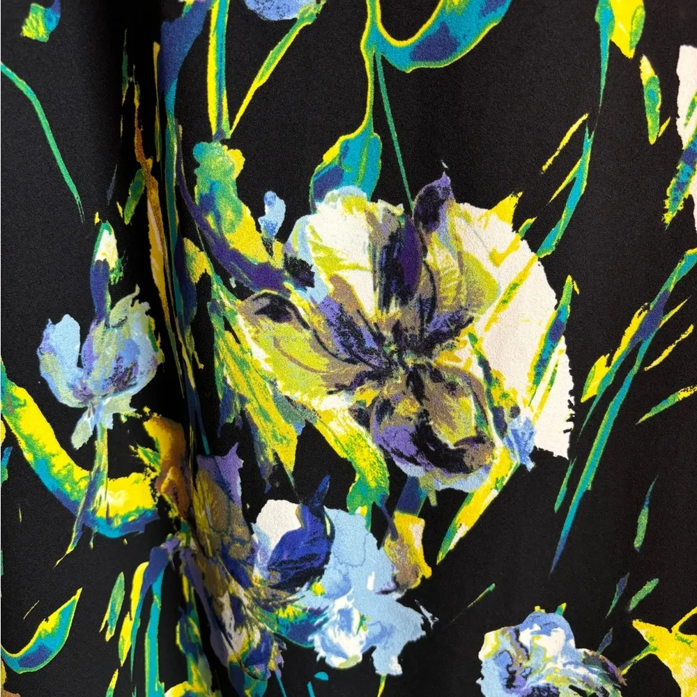 Jones Studio Black and Yellow Spring Floral Sleeveless Sheath Shift Dress 16W - Image 2