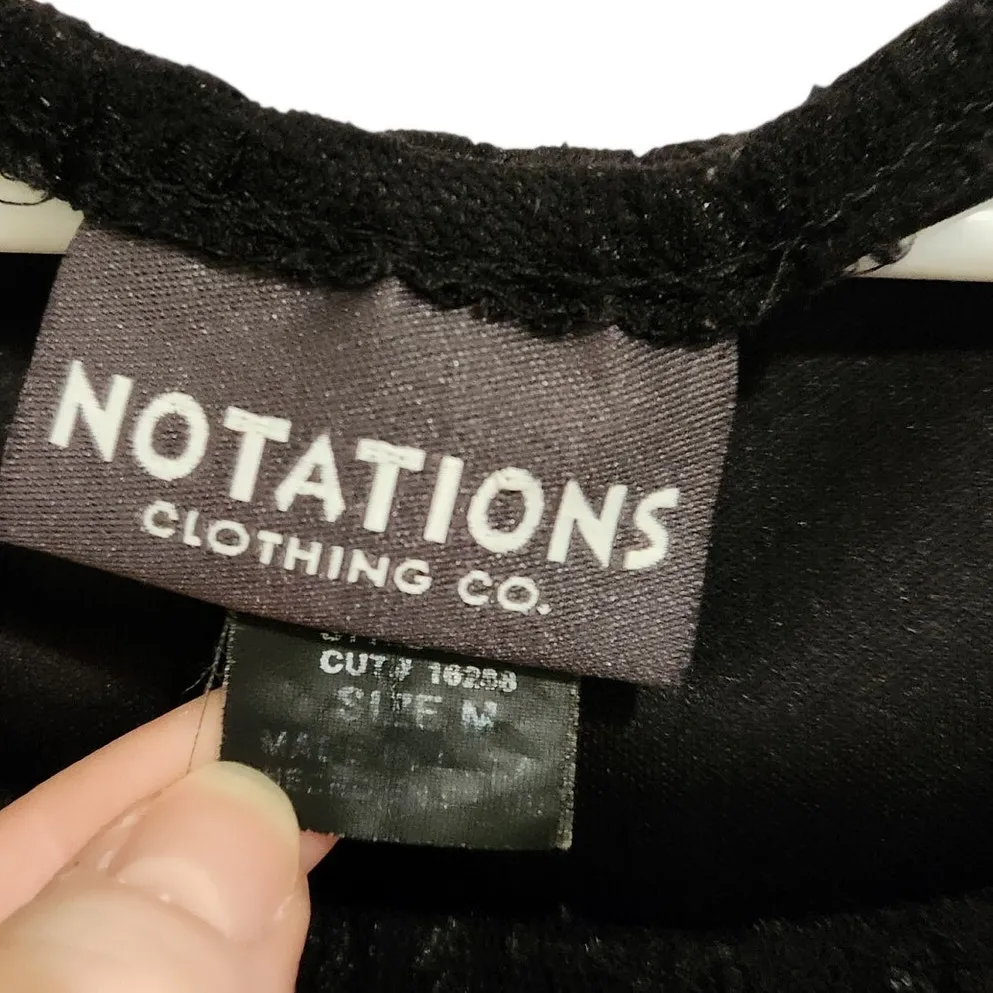 Notations Clothing Co Black Scoop Neck 3/4 Sleeve Lace Blouse Goth Top Medium - Image 5