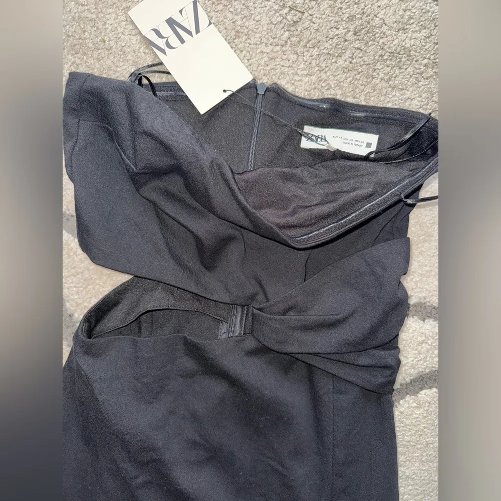 Zara Black Strapless Midi Dress - Image 6