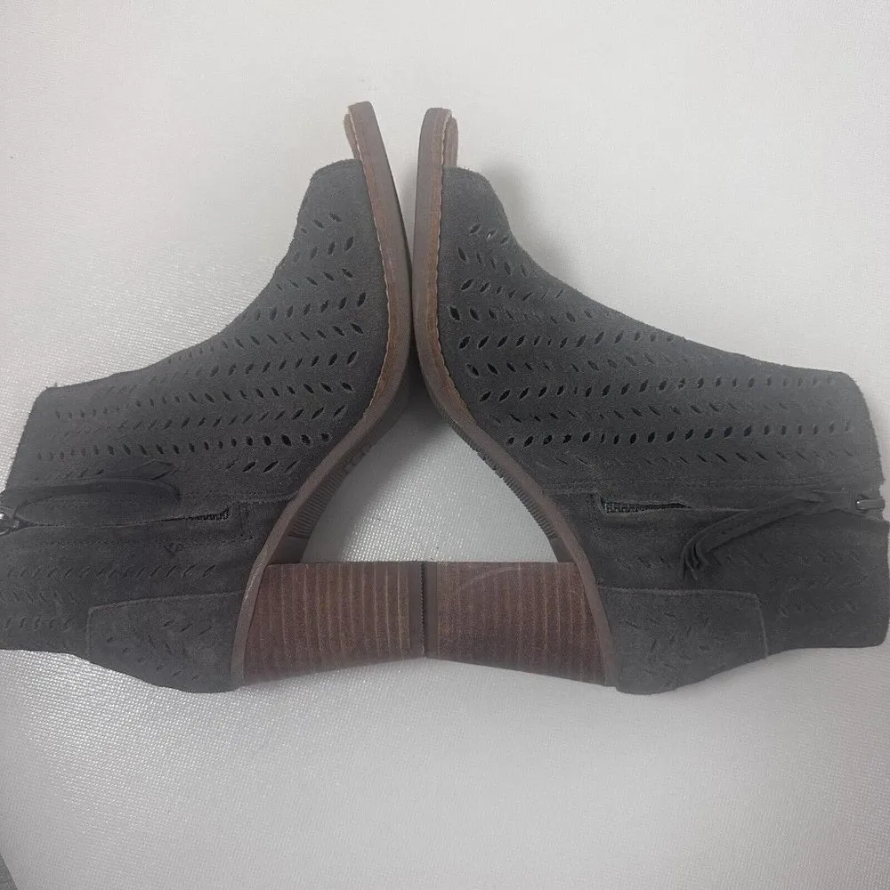 Toms Booties Womens 6 Majorca Suede Peep Toe Ankle Boots Boho Perforated… - Image 4