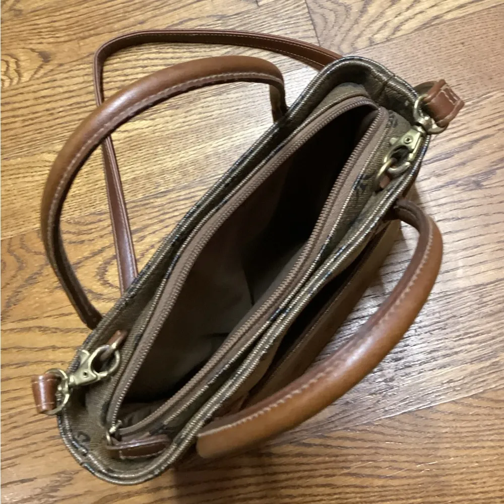 Rosetti purse. Dark taupe with brown leather handles and strap. Super cute - Image 13