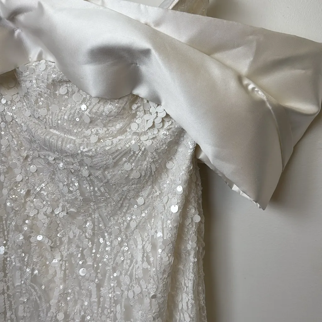 Eliya The Label Tanya Off The Shoulder Sequin Midi Dress White NWT Sz XL - Image 6