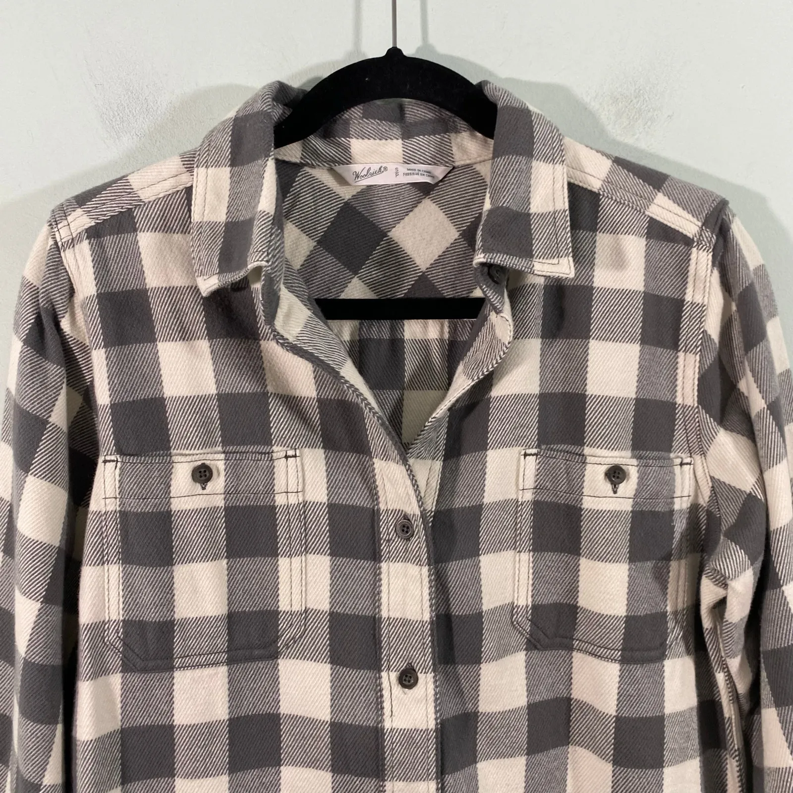 Woolrich Women Black & White Gingham Button Up Pemberton Boyfriend Flannel Sz S - Image 2