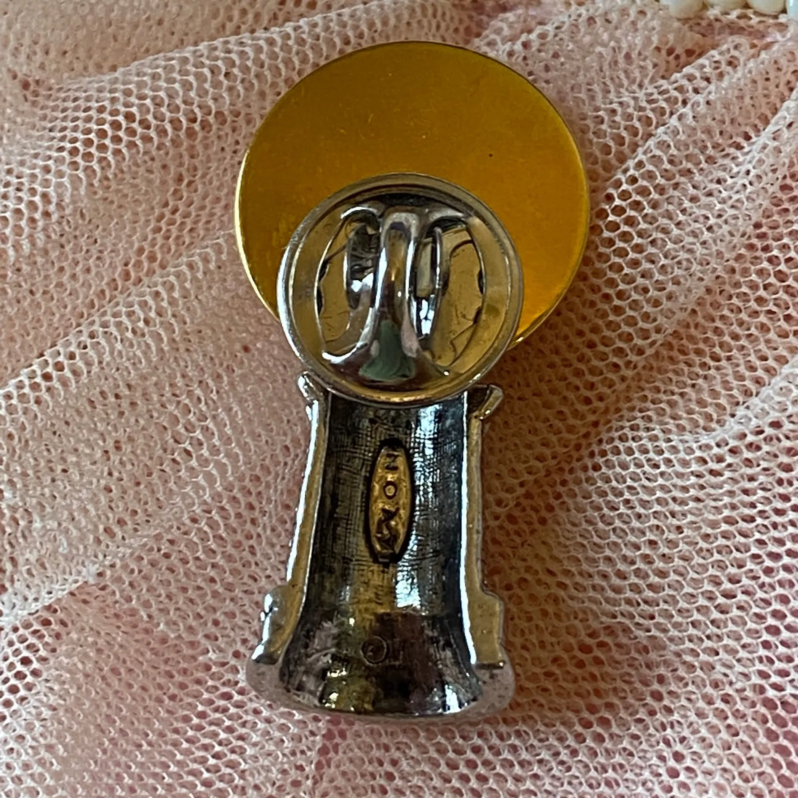 VTG AVON Lighthouse Pin Brooch Gold & Silver Nautical Sunburst Design Souvenir - Image 2