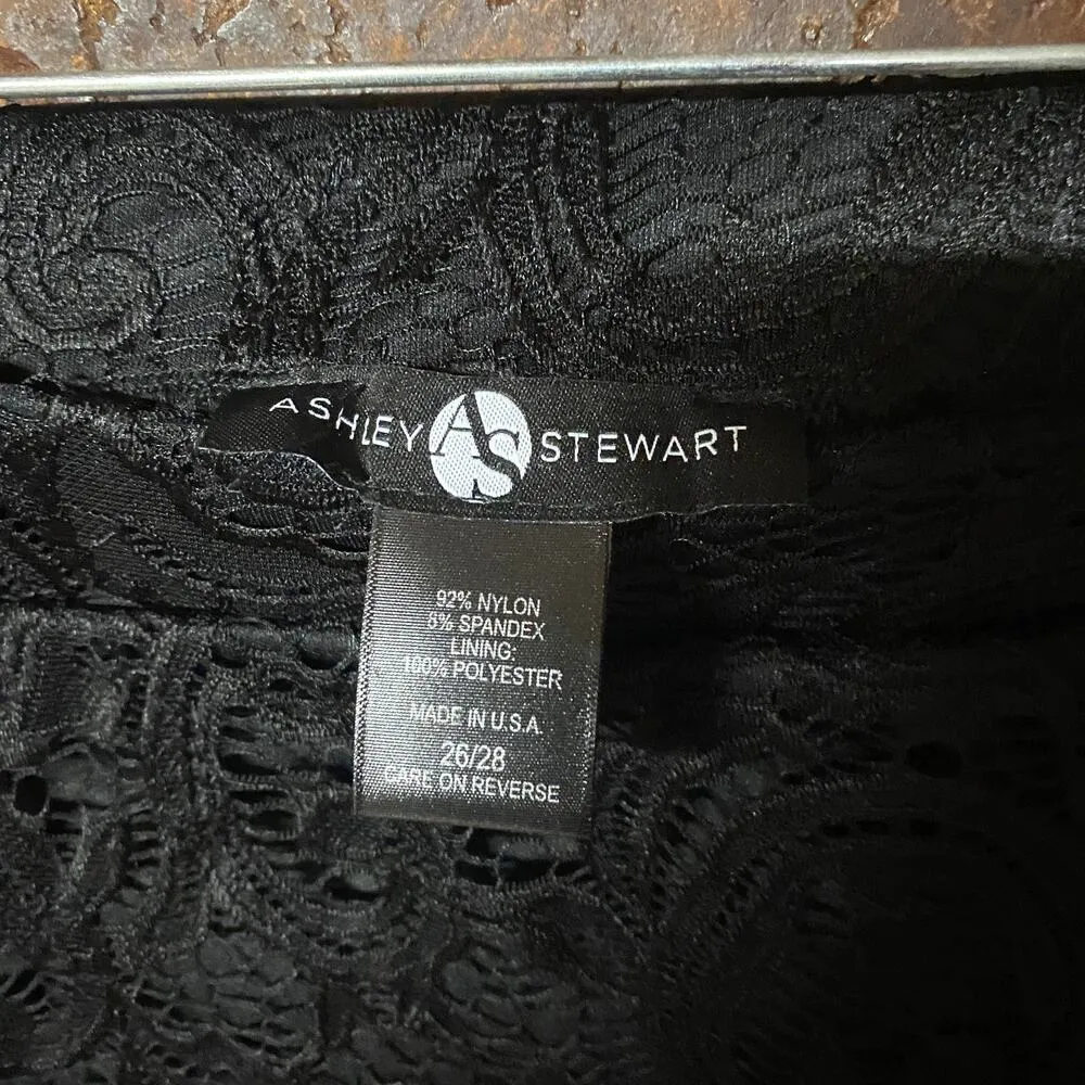 Ashley Stewart Black Lace Pull-On Knee Length Skirt Women's Size 26/28 - Image 4
