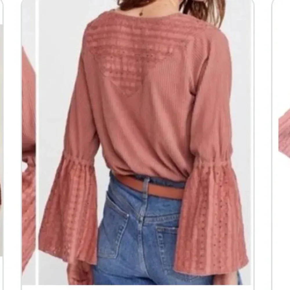 NWT FREE PEOPLE Sayulita Eyelet Flutter Sleeve Top - size Small - Image 9