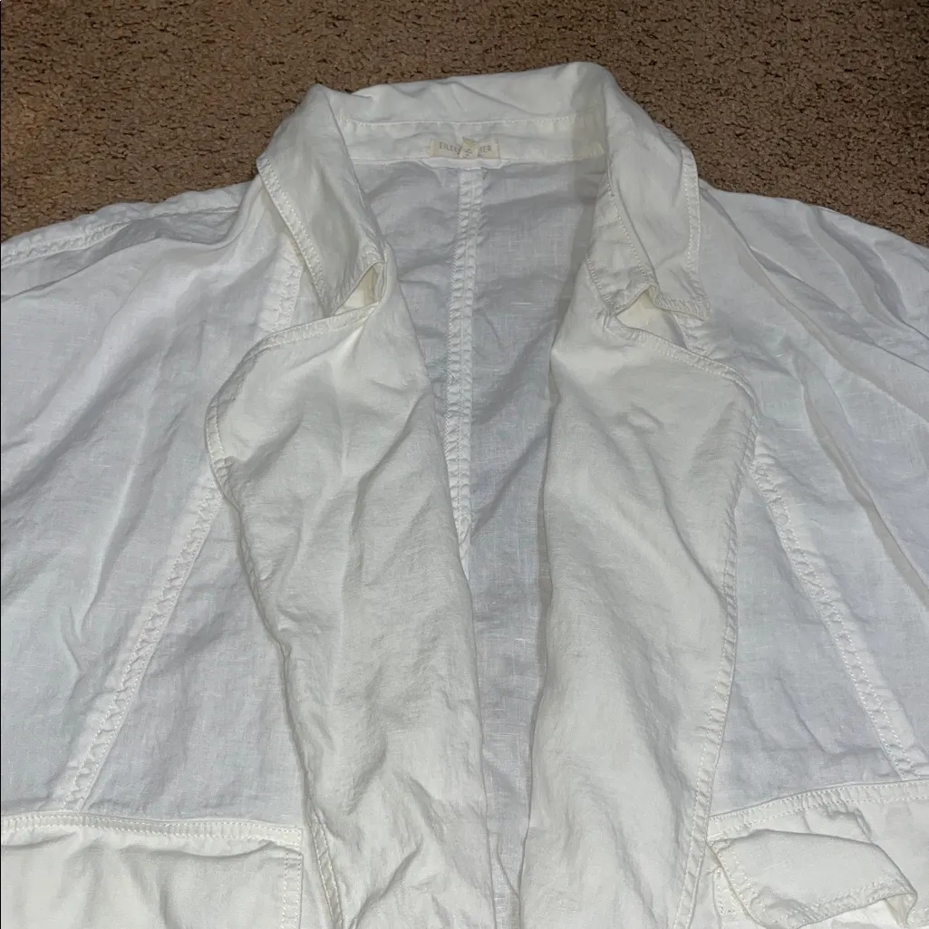 Eileen Fisher‎ Organic Linen Short Sleeve Jacket Oversized Lagenlook White 1X - Image 3