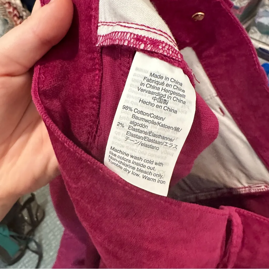 J. Crew Mercantile Magenta Pink Velvet Slim Leg Pants Size 27 - Image 6