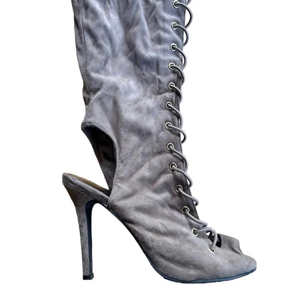 Lace Up Stiletto Heel Heels over the knee - Image 3