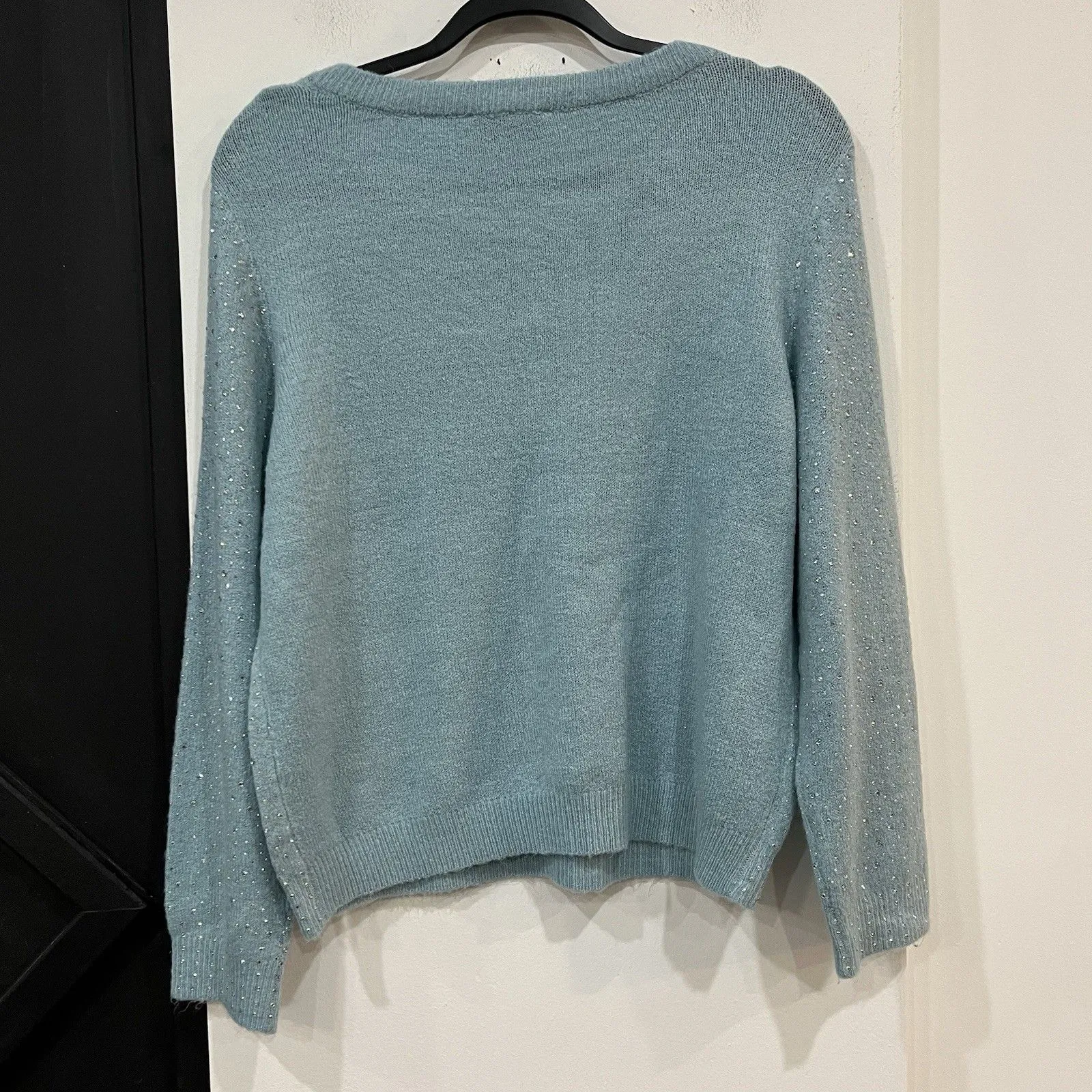 Vintage Blue Anthony Richards Women’s Rhinestone Sweater Medium Petite Sparkle Size undefined - Image 4