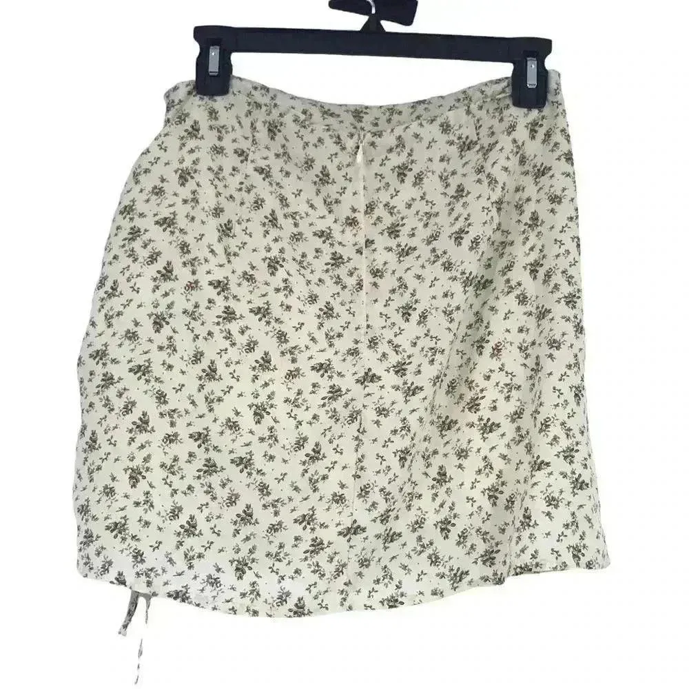 Y2K SKIRT WOMENS MEDIUM RUCHED 90s INSPIRED FLORAL MINI INVISIBLE ZIPPER COTTON - Image 9