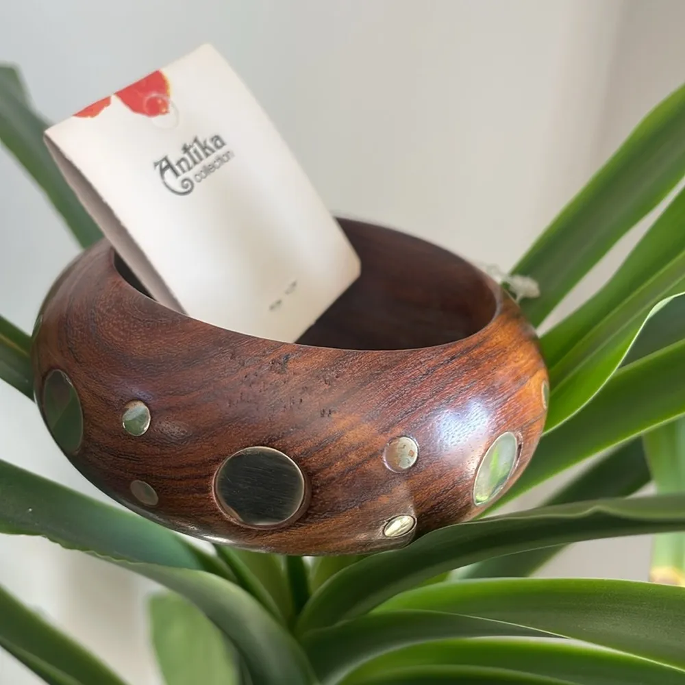 Antika collection bracelet Wood Brass Dot Chunky India Bracelet new size OS Brown - Image 2