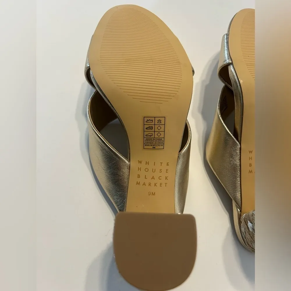 WHITE HOUSE BLACK MARKET WHBM Metallic Espadrille Heels- Champagne Gold Size 9 - Image 14