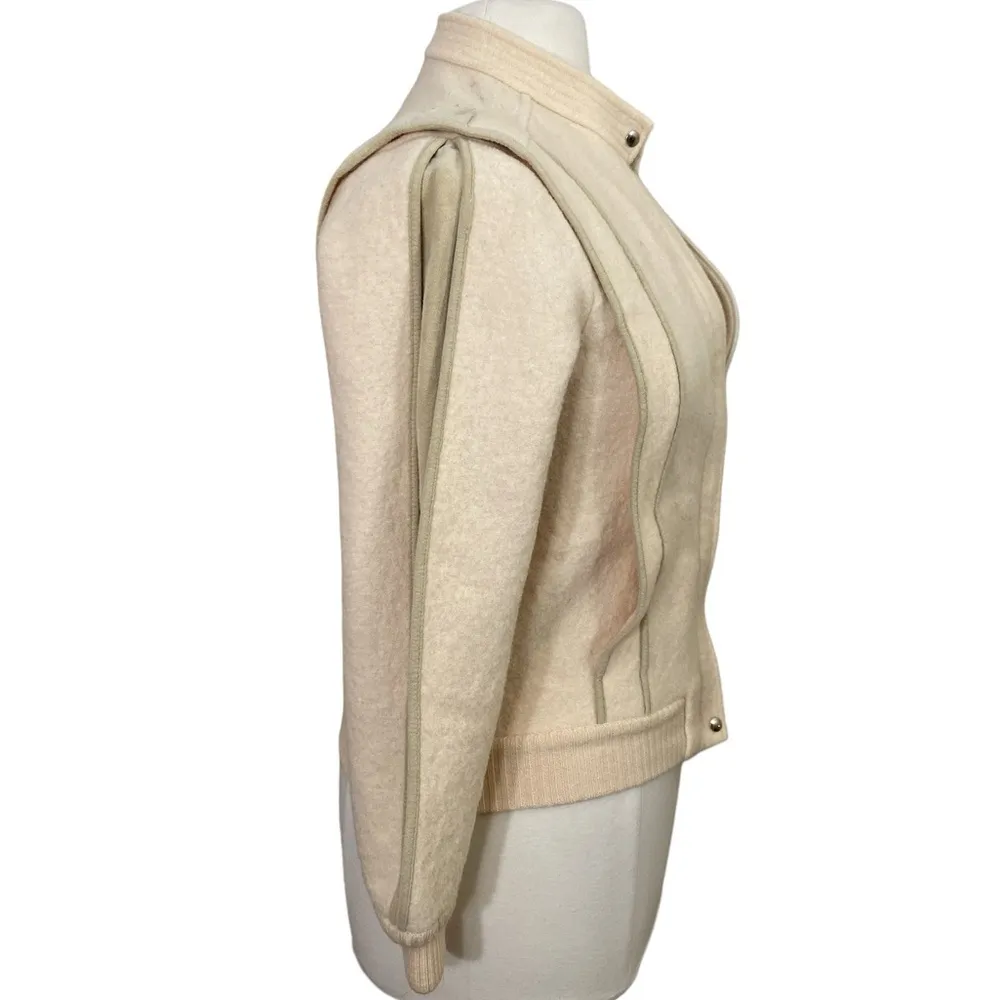 Vintage 100% new wool cream bomber jacket Size L - Image 2