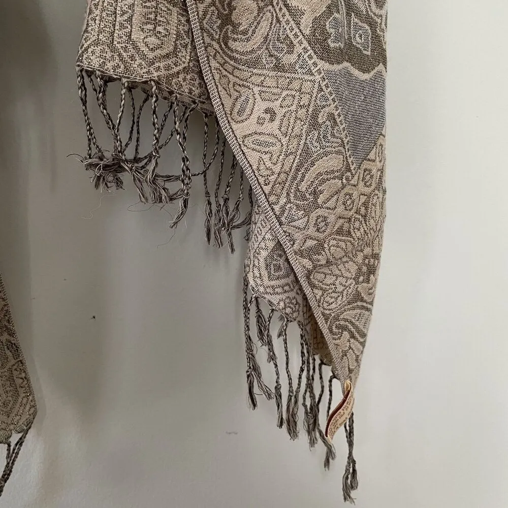 collectioneighteen beige brown tan paisley vintage scarf fringe soft beautiful - Image 3