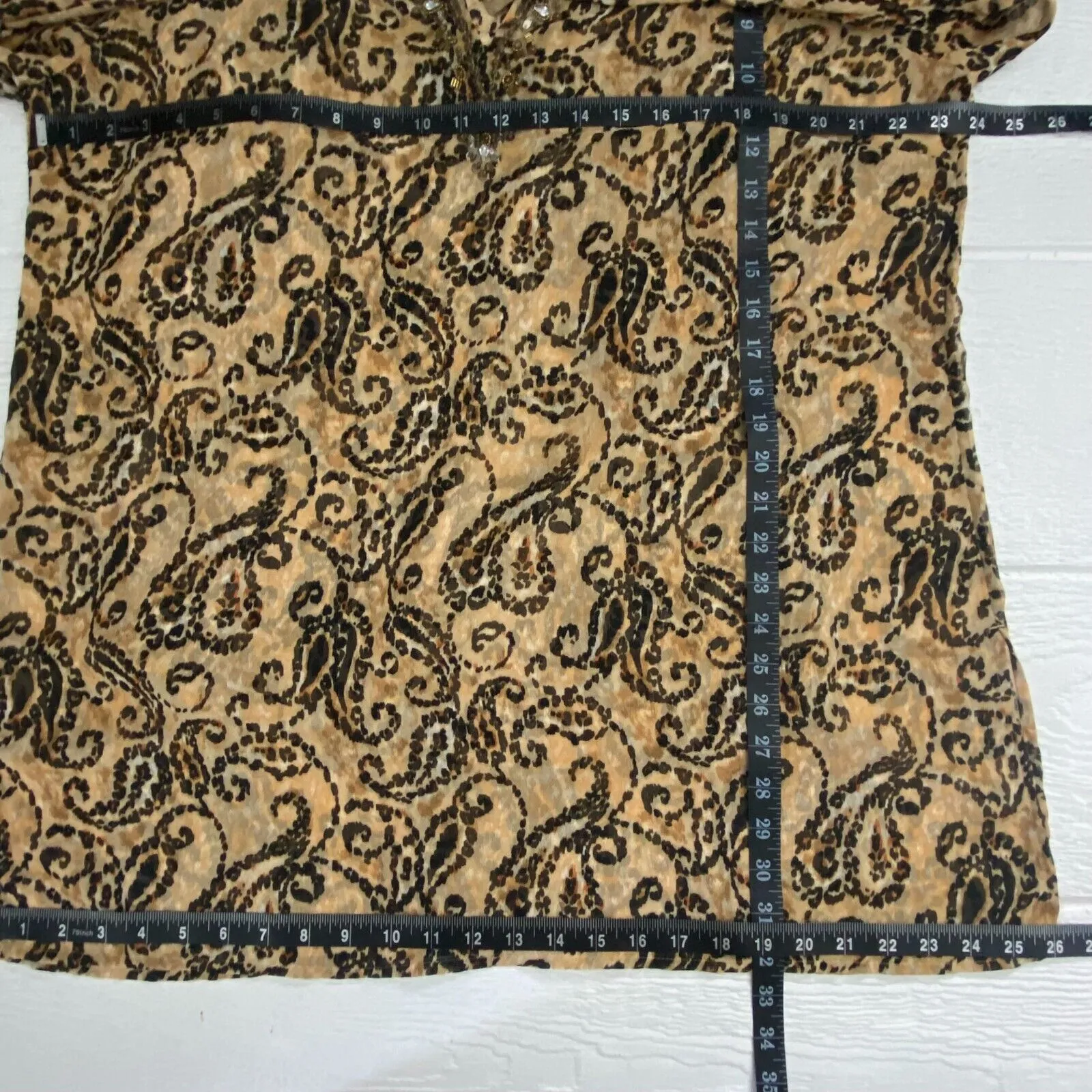 Chicos Top Sz 3 Chiffon Embellished Tunic Paisley Leopard Mob Wife Cats 16/18 - Image 12