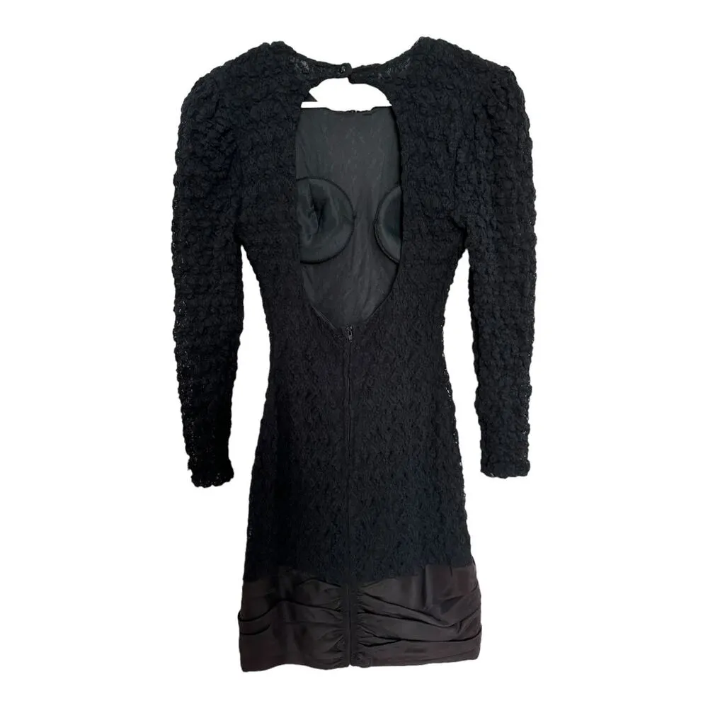 Vintage 80's Diamond's Run by Wayne Diamond sequin beaded black dress X - Image 11