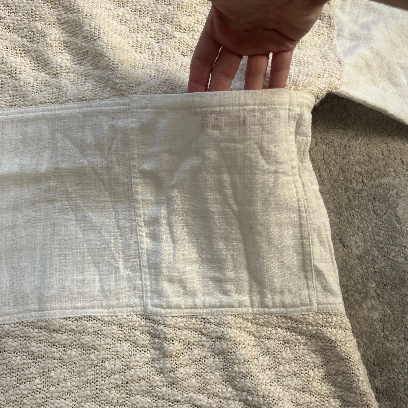 We the Free People Beach Sweater Womens XS Oversized Tunic Pockets Beige White - Image 4