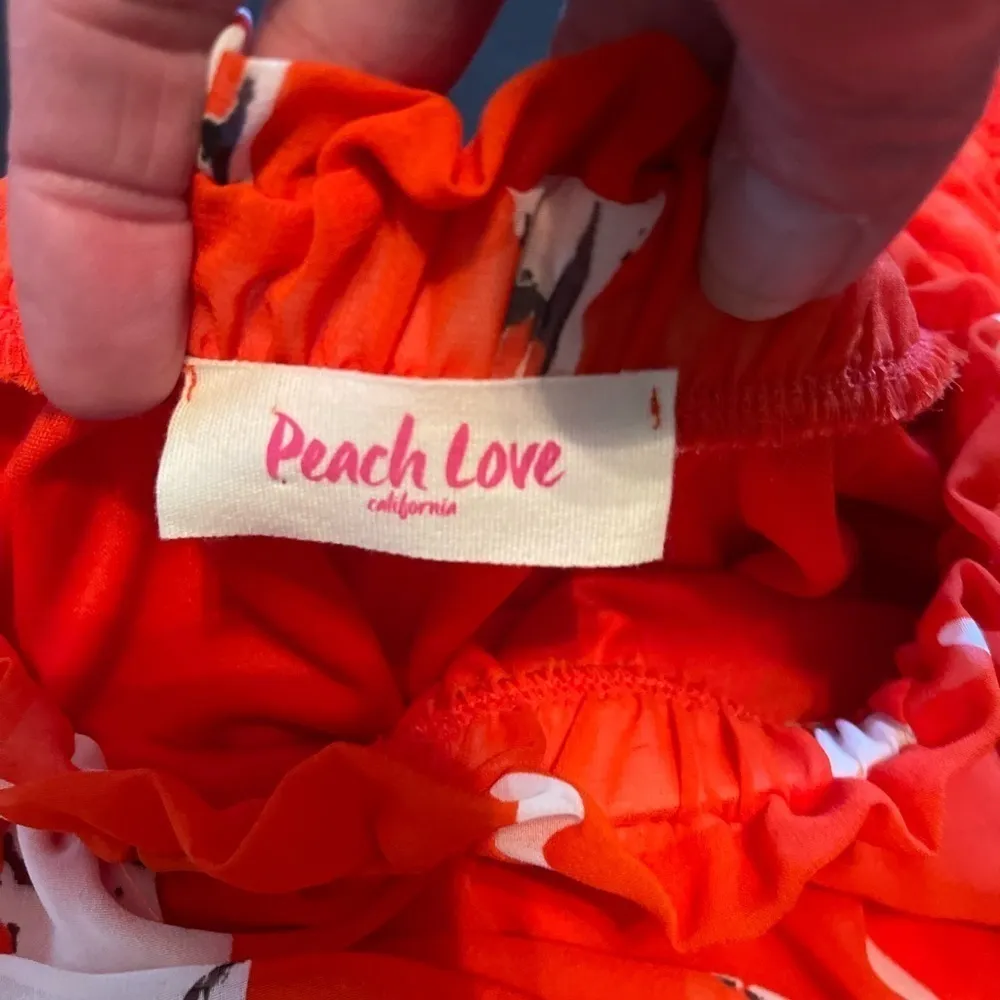 Peach Love off the shoulder cow skull ruffle orange crop top - Image 5