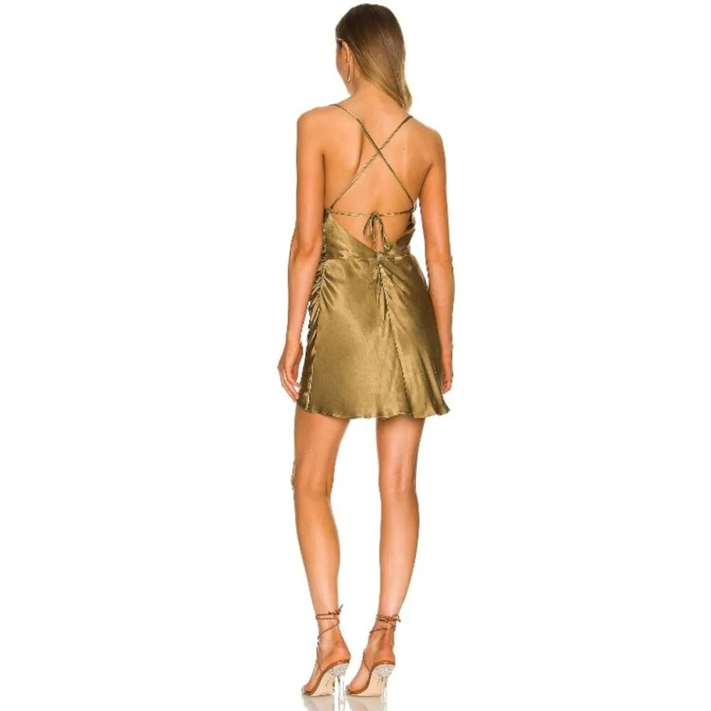 Shona Joy Revolve Alma Mini Dress 10 Cumin Asymmetrical Bias Cowl Neck Nightout - Image 6