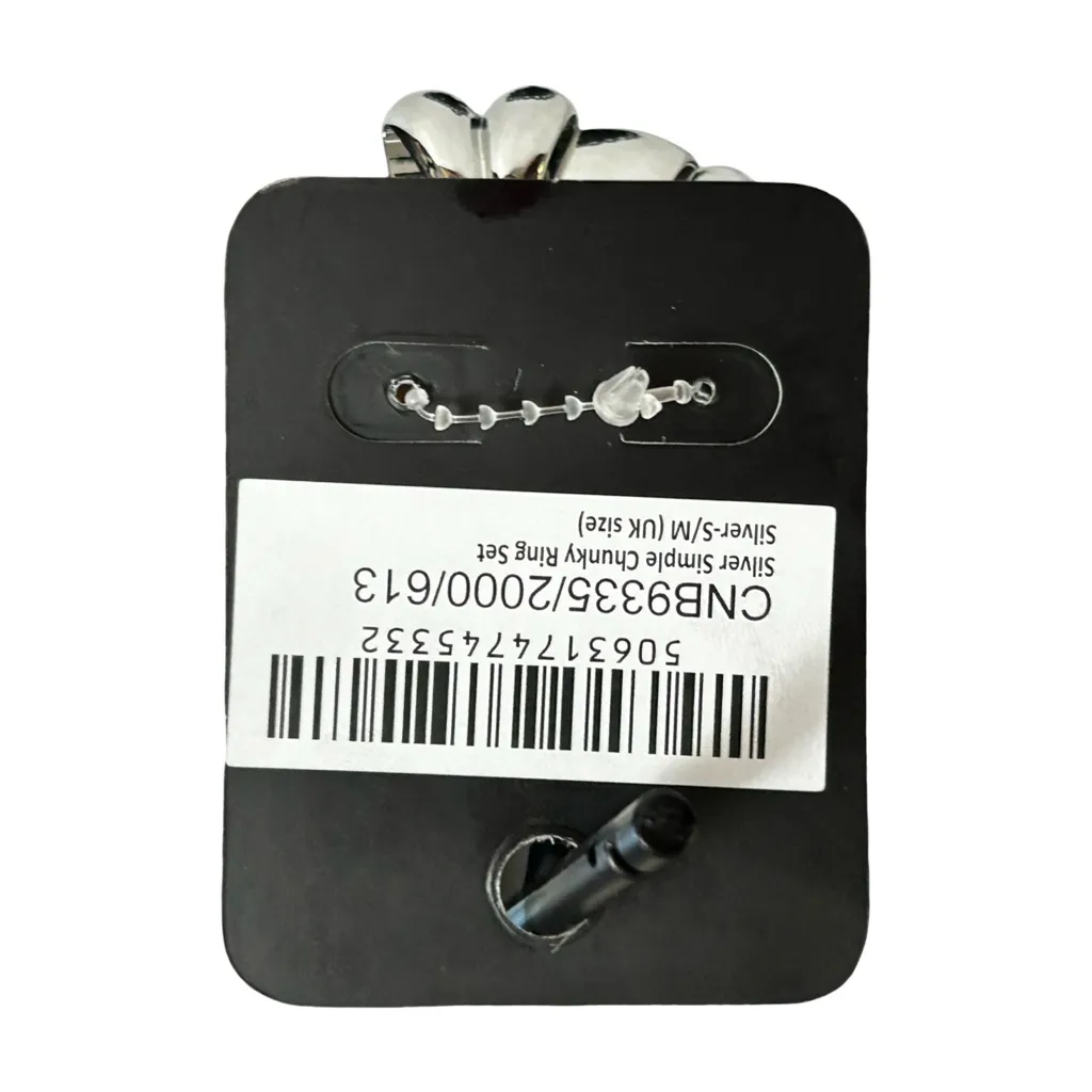 PrettyLittleThing Silver Simple Chunky Ring Set Size S/M - Image 6