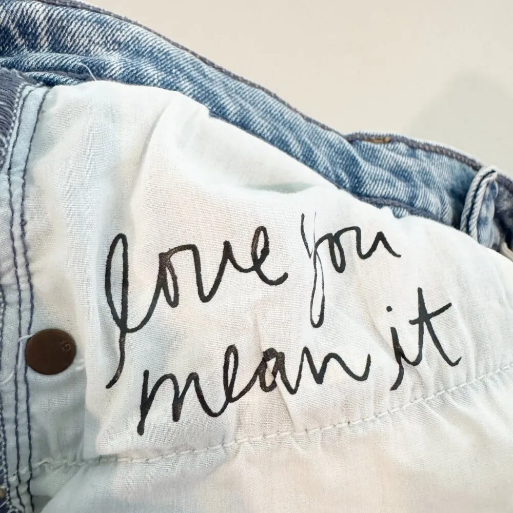 GRLFRND Karolina High Rise Light Wash Raw Hem Blue Jeans Close Call Size 26 - Image 9