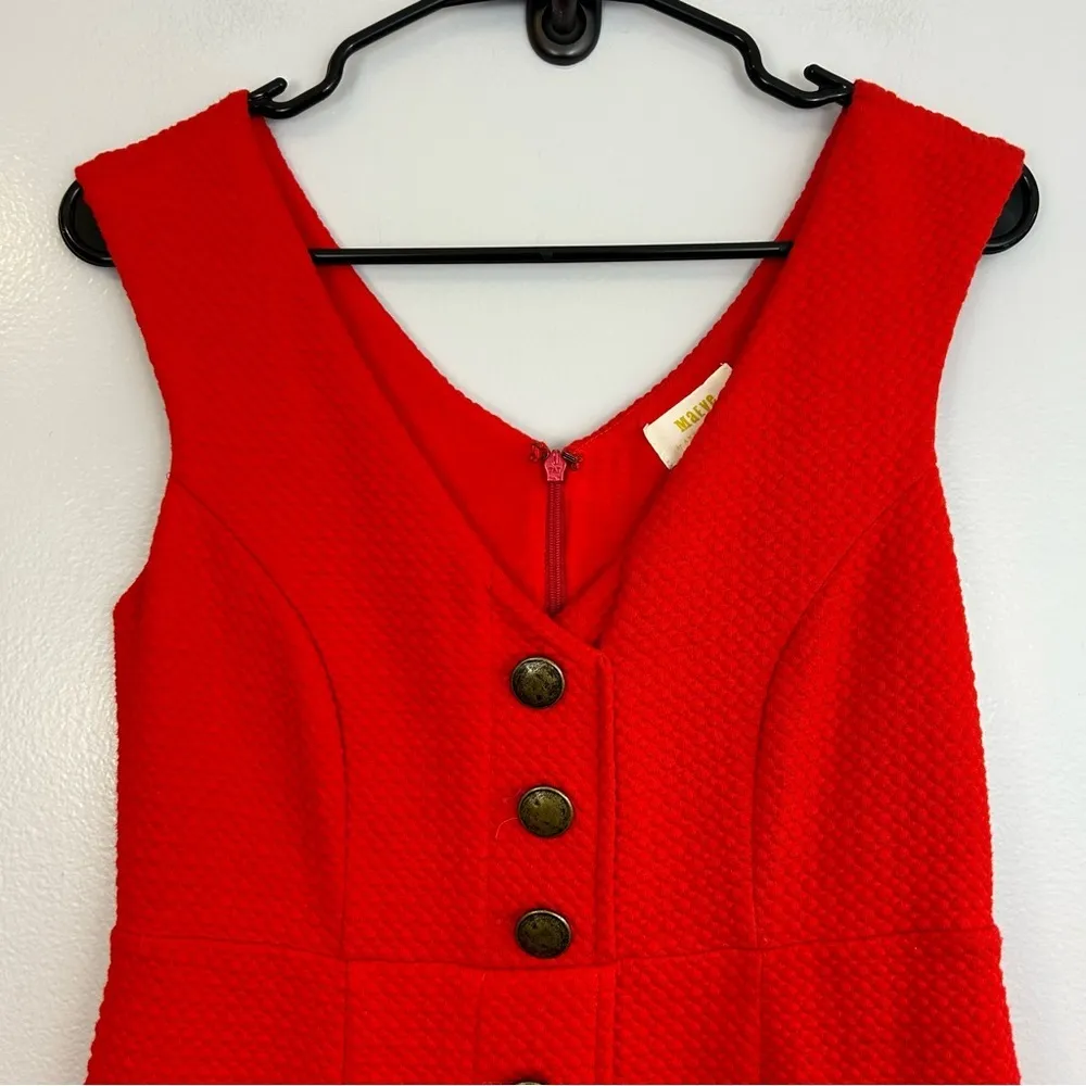 Maeve Red Quilted Button Front Sleeveless Sheath/Pencil Dress Size Small - Image 3