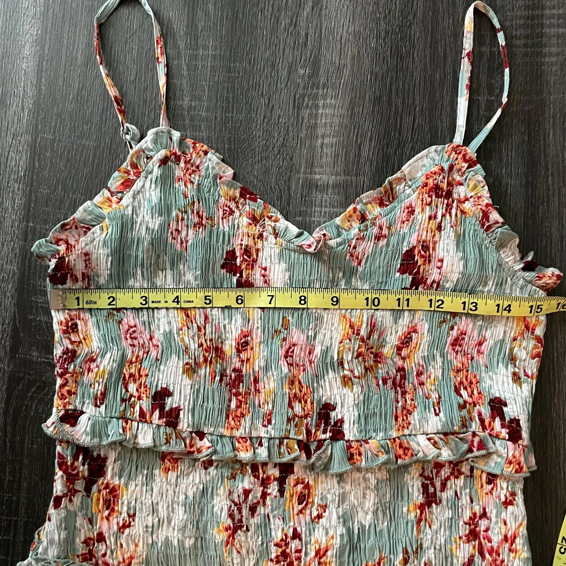NWT  Ruched Floral Dress Spaghetti Straps - Image 7