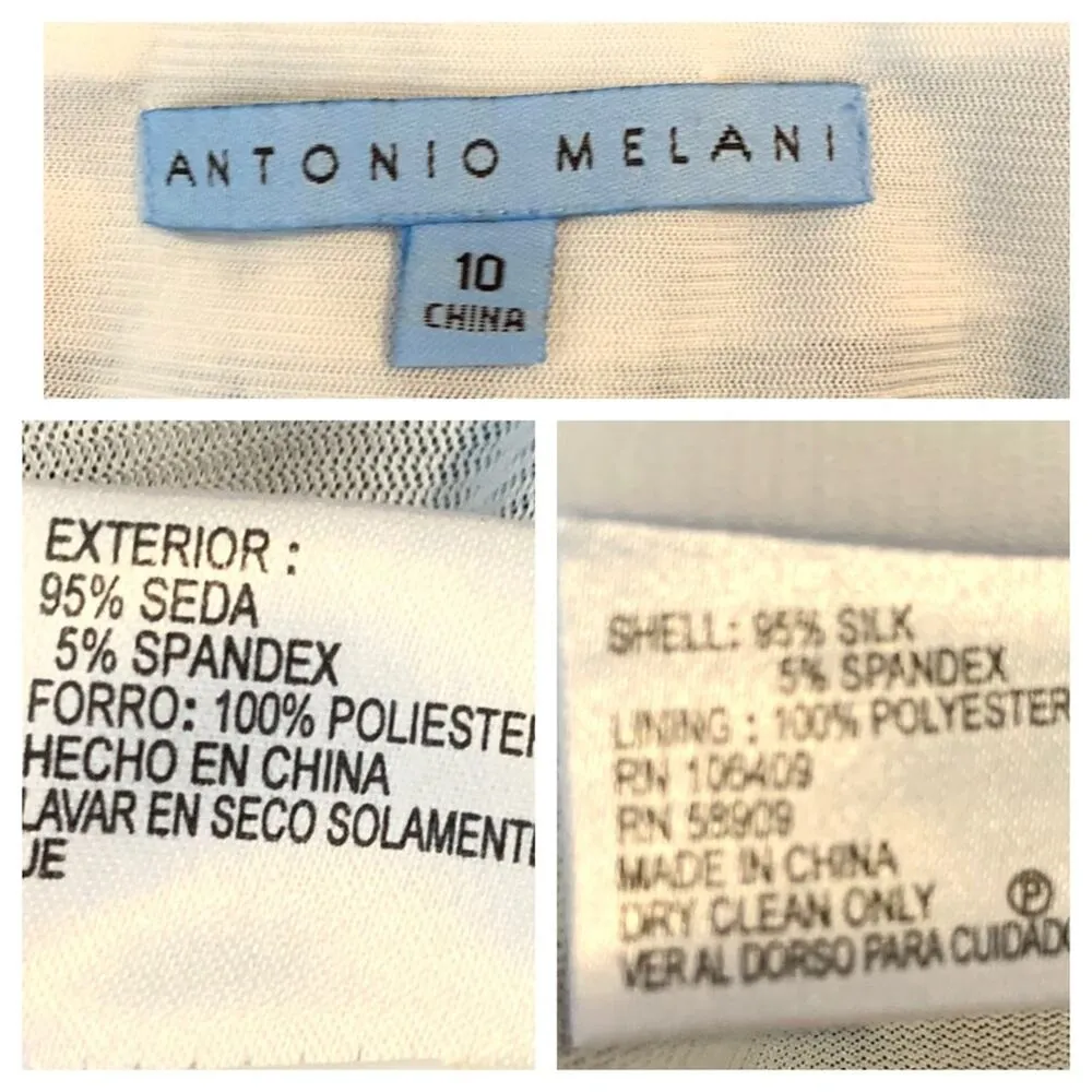 Antonio Melani Women's Dress Silk Peplum Sheath 100% Silk Teal White Size 10 - Image 13