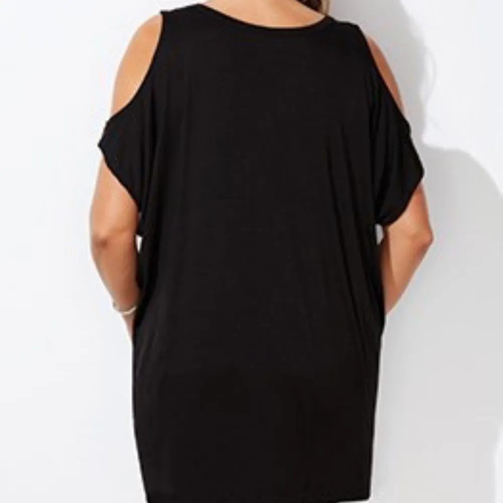 NWT Black Cold Shoulder Comfy Tunic Coverup SWIMSUITS FOR ALL Size XL - Image 2