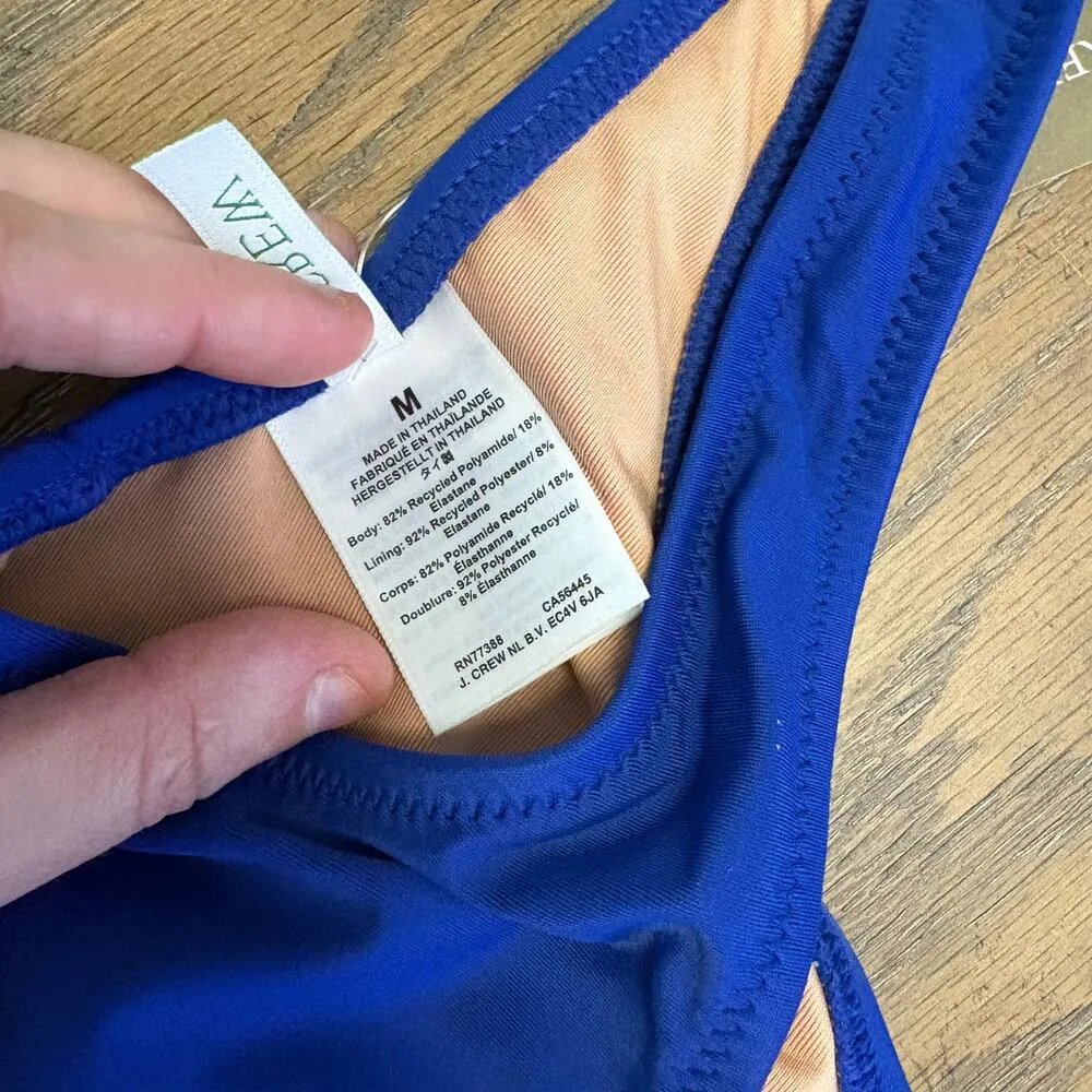 J. Crew Dark Blue Heritage Scoopneck Bikini Top 90s Medium Swimsuit Resortwear - Image 7